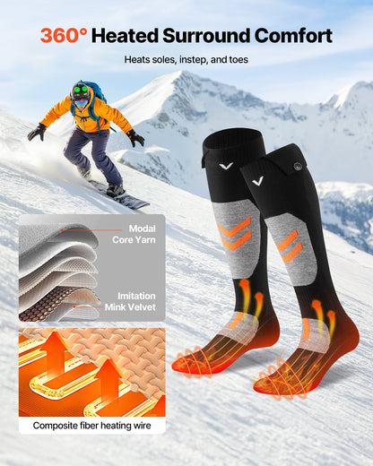 Heated Socks, X-Large Size, 5000mAh Battery Rechargeable Heating Socks with 4 Heating Levels, Electric Heated Sock with APP Control for Men Women, Foot Warmer for Hunting Riding Camping Hiking