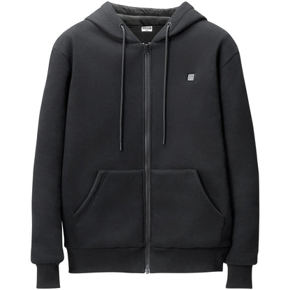 Heated Hoodie Sweatshirt Zip Up Unisex med batteri för män och kvinnor XL svart