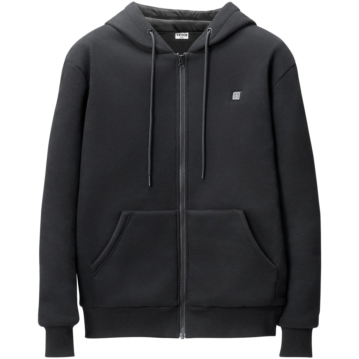 Heated Hoodie Sweatshirt Zip Up Unisex med batteri för män och kvinnor M Svart