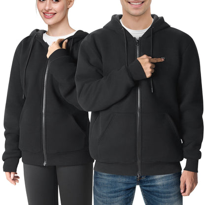 Heated Hoodie Sweatshirt Zip Up Unisex med batteri för män och kvinnor XXXL