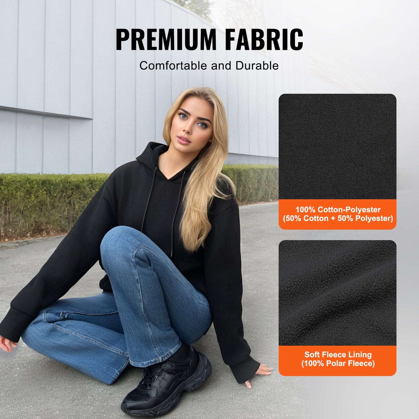 Heated Hoodie Sweatshirt Unisex med batteri för män & kvinnor XXXL Svart