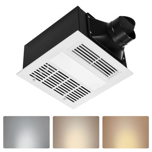 Bathroom Exhaust Fan with Light and Heater, 80-90-110 CFM 1500W Bathroom Vent, 1.5 Sones Low-Noise, Premium DC Motor Ceiling Fan for Laundry Room, Storage Room, Home Ventilation, White