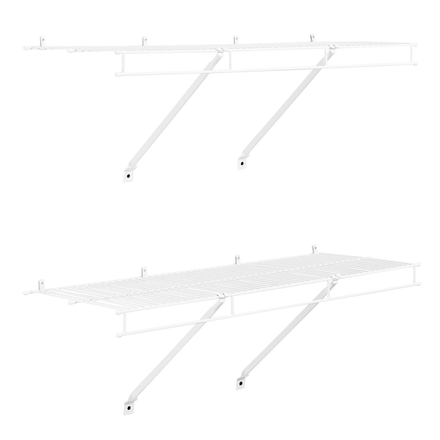 Wire Shelf Kit, 3 ft, Set of 2, Wall Mounted Wire Shelves, Heavy-Duty Carbon Steel Hanging Shelf, Floating Wall Storage Shelves with Dip Coating, for Closet, Bedroom, Living Room, Office, Pantry