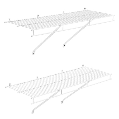 Wire Shelf Kit, 3 ft, Set of 2, Wall Mounted Wire Shelves, Heavy-Duty Carbon Steel Hanging Shelf, Floating Wall Storage Shelves with Dip Coating, for Closet, Bedroom, Living Room, Office, Pantry