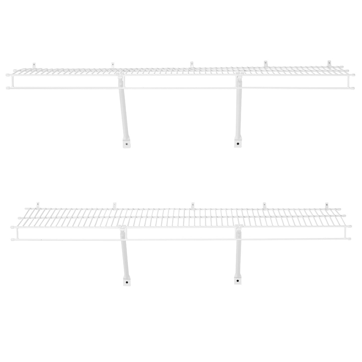 Wire Shelf Kit, 4 ft, Set of 2, Wall Mounted Wire Shelves, Heavy-Duty Carbon Steel Hanging Shelf, Floating Wall Storage Shelves with Dip Coating, for Closet, Bedroom, Living Room, Office, Pantry