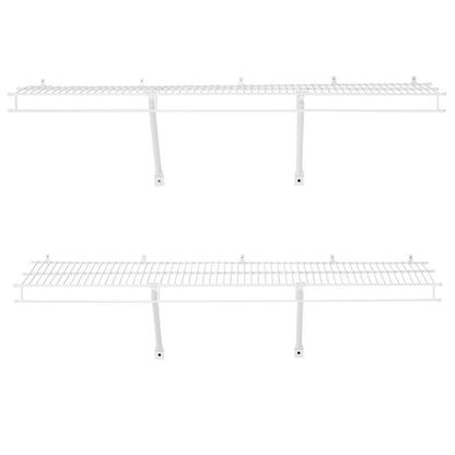 Wire Shelf Kit, 4 ft, Set of 2, Wall Mounted Wire Shelves, Heavy-Duty Carbon Steel Hanging Shelf, Floating Wall Storage Shelves with Dip Coating, for Closet, Bedroom, Living Room, Office, Pantry