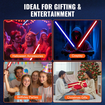 Light Sword, 38" Light up Sword with 12 RGB Colors, FX Sound and Realistic Handle, Rechargeable Light Up Sword Toy for Adults and Kids, Christmas Day, Halloween Cosplay, Birthday, Black