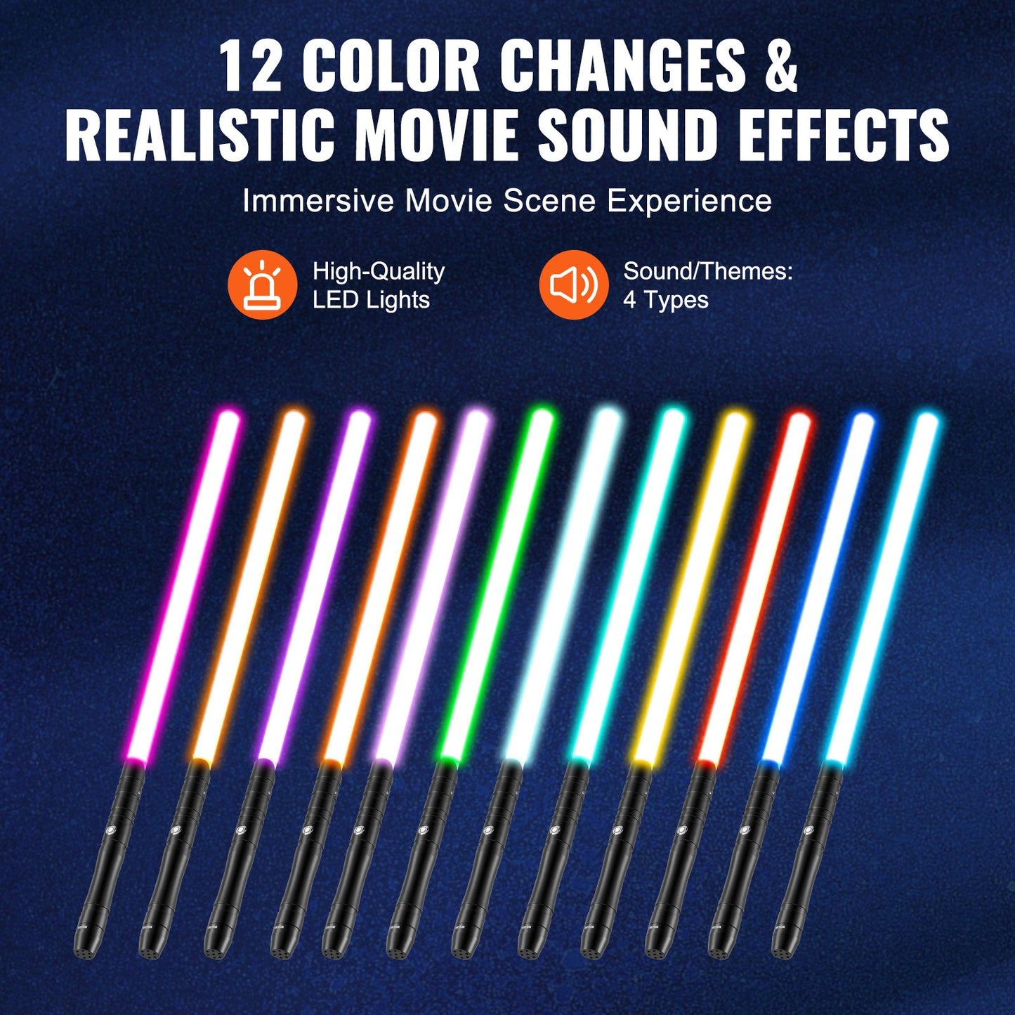 Light Sword, 38" Light up Sword with 12 RGB Colors, FX Sound and Realistic Handle, Rechargeable Light Up Sword Toy for Adults and Kids, Christmas Day, Halloween Cosplay, Birthday, Black