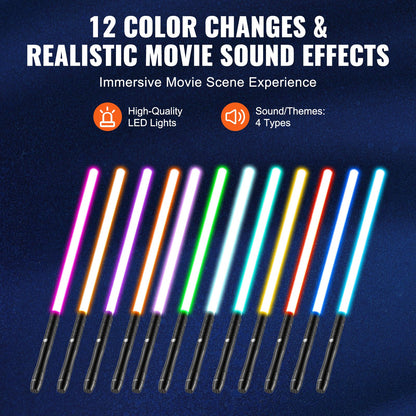 Light Sword, 38" Light up Sword with 12 RGB Colors, FX Sound and Realistic Handle, Rechargeable Light Up Sword Toy for Adults and Kids, Christmas Day, Halloween Cosplay, Birthday, Black