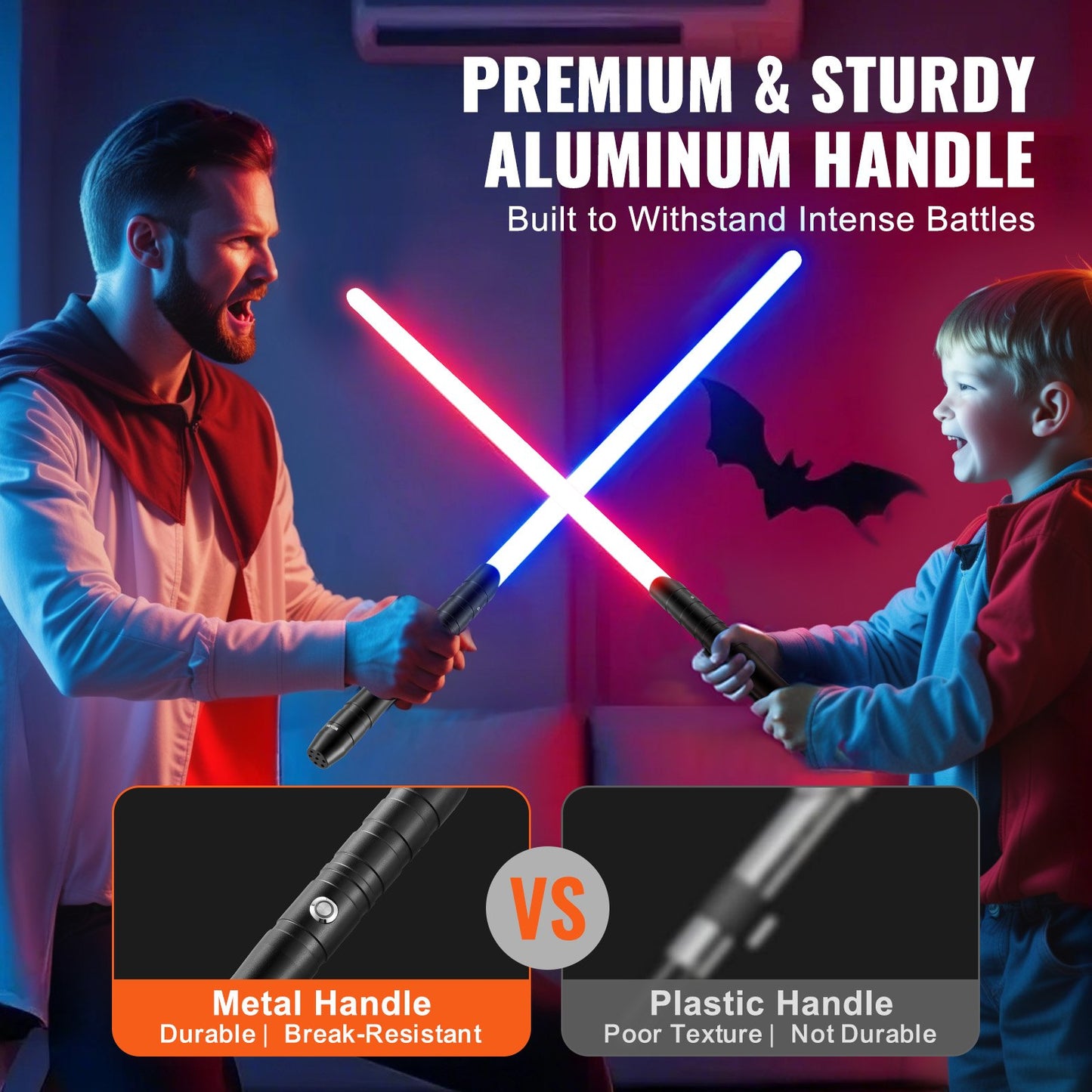 Light Sword, 38" Light up Sword with 12 RGB Colors, FX Sound and Realistic Handle, Rechargeable Light Up Sword Toy for Adults and Kids, Christmas Day, Halloween Cosplay, Birthday, Black
