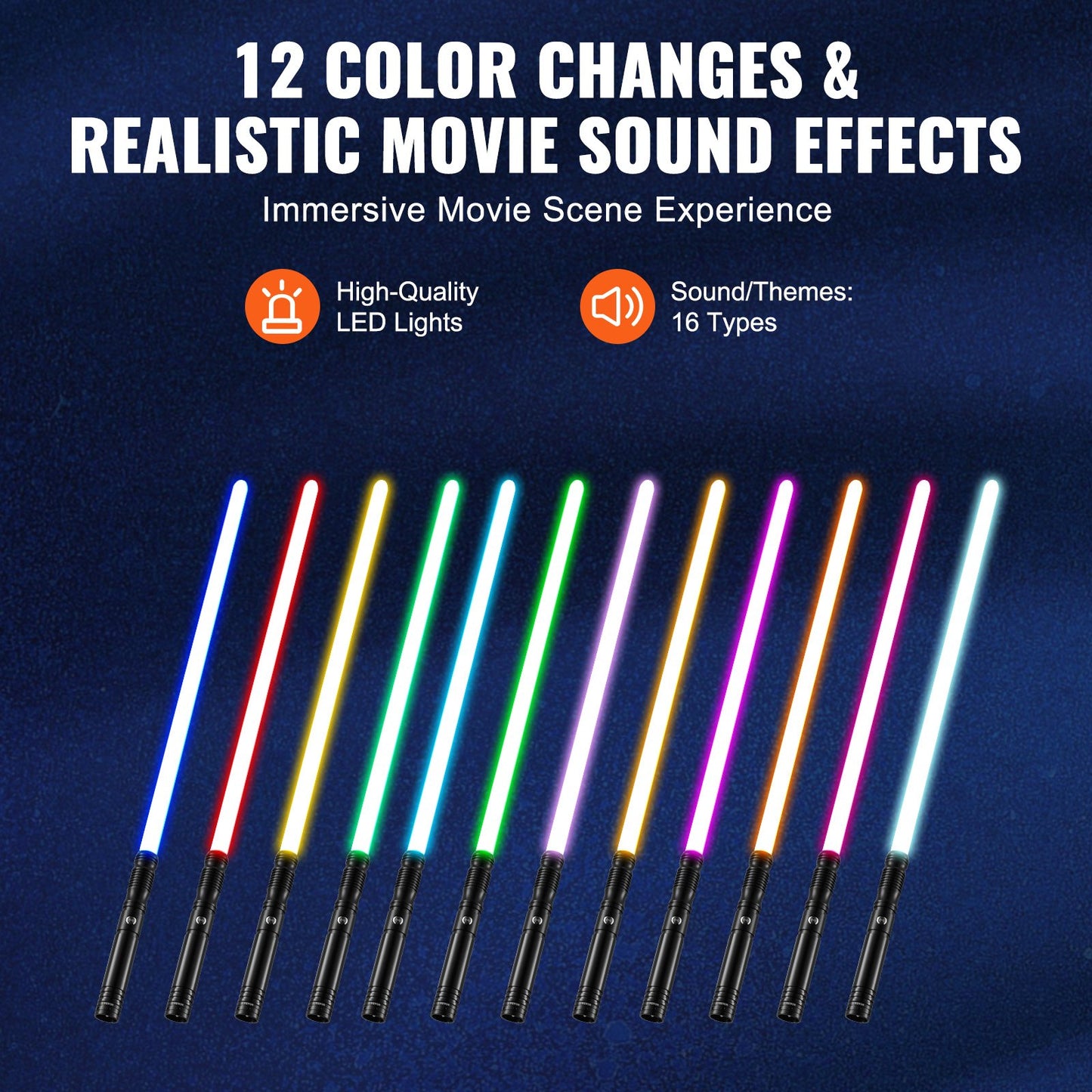 Light Sword, 40" Light up Sword with 12 RGB Colors, Mute Mode and Realistic Handle, Rechargeable Light Up Sword Toy for Adults and Kids, Christmas Day, Halloween Cosplay, Birthday, Black
