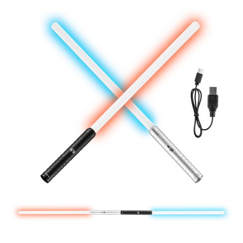 Light Sword, 2 Pack Light up Sword with 7 RGB Colors, 4 Sound Modes and Realistic Handle, Rechargeable Sword Toy for Adults and Kids, Christmas Day, Halloween Cosplay, Birthday