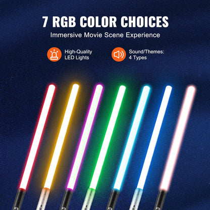 Light Sword, 2 Pack Light up Sword with 7 RGB Colors, 4 Sound Modes and Realistic Handle, Rechargeable Sword Toy for Adults and Kids, Christmas Day, Halloween Cosplay, Birthday