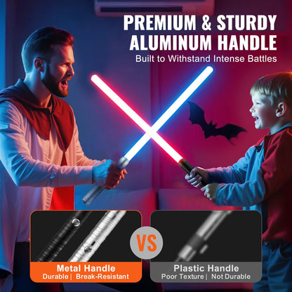 Light Sword, 2 Pack Light up Sword with 7 RGB Colors, 4 Sound Modes and Realistic Handle, Rechargeable Sword Toy for Adults and Kids, Christmas Day, Halloween Cosplay, Birthday
