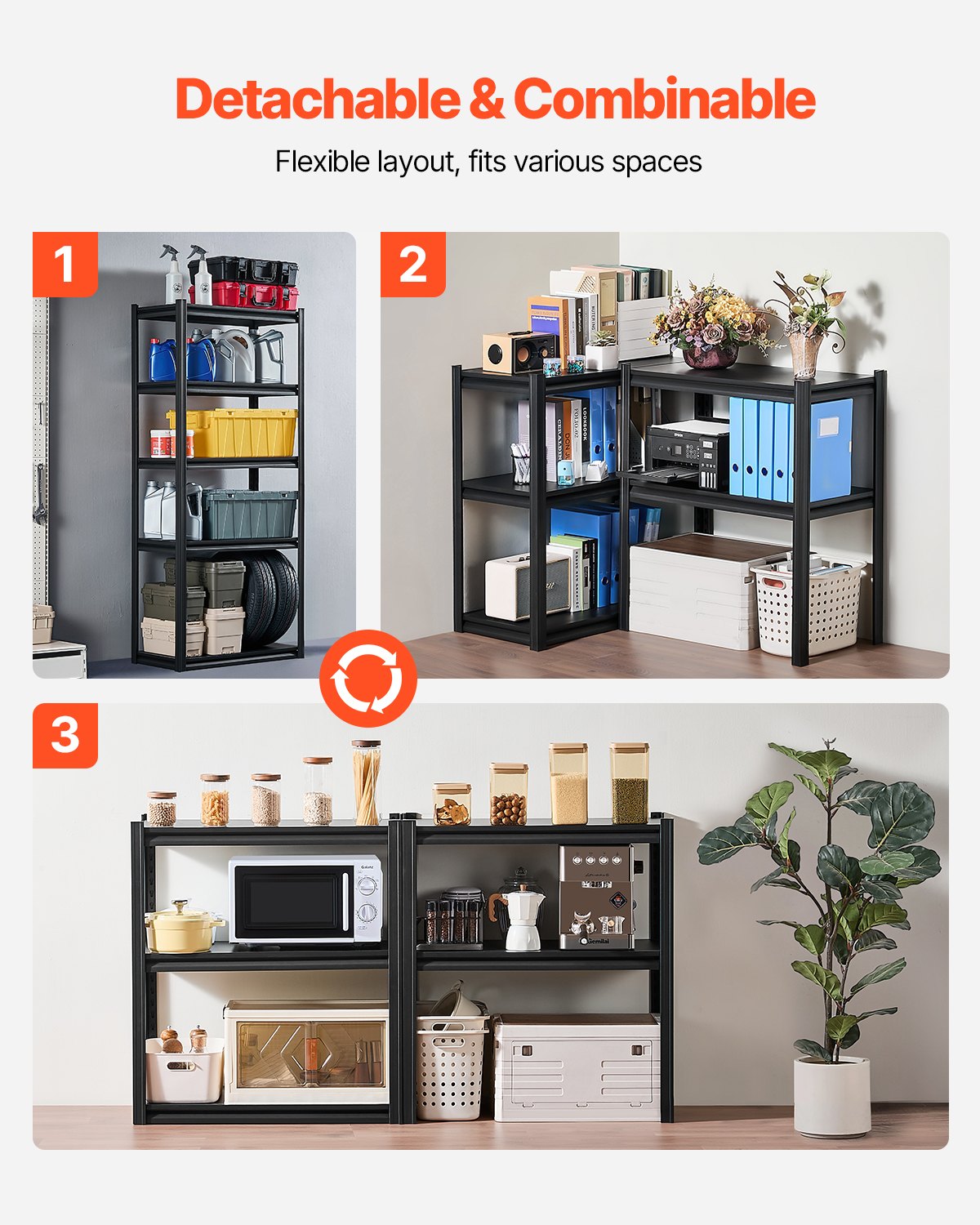 Storage Shelves 16" D x 32" W x 72" H 5-Tier Garage Storage Shelves