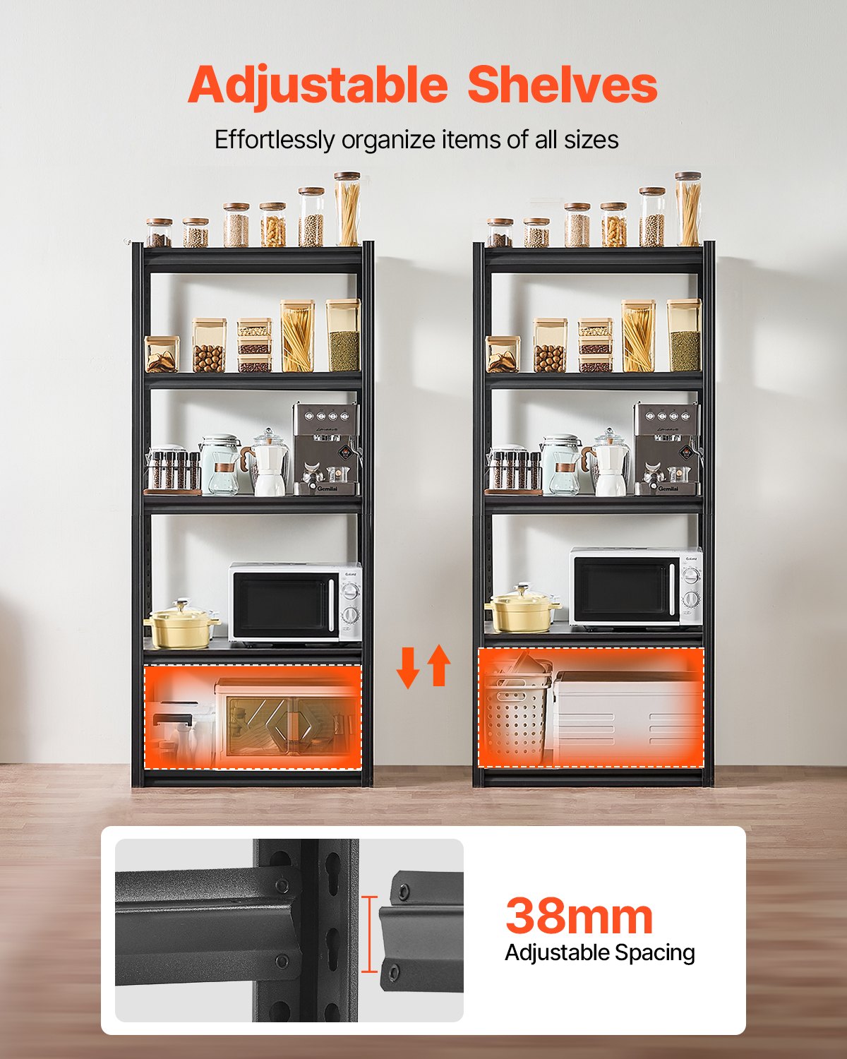 Storage Shelves 18" D x 32" W x 72" H 5-Tier Garage Storage Shelves