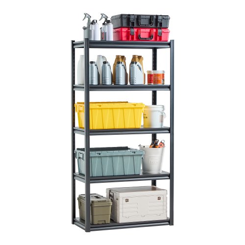 Storage Shelves, 2000 lbs, 5 Tier Garage Storage Shelving, 18" D x 36" W x 72" H Adjustable Metal Shelves for Garage Shelves Utility Rack Shelf, Ideal for Kitchen, Warehouse, Basement, Black