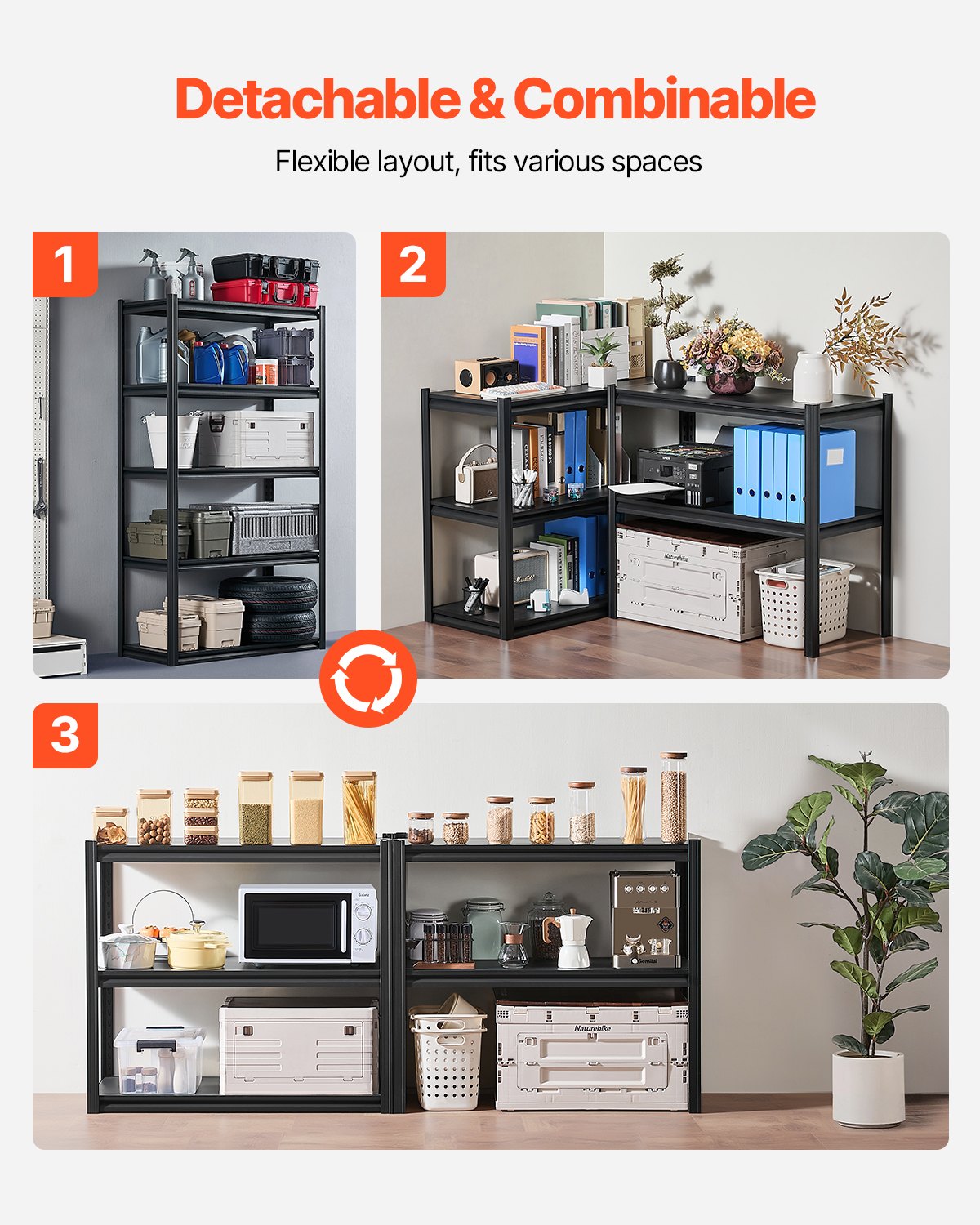 Storage Shelves 18" D x 40" W x 72" H 5-Tier Garage Storage Shelves
