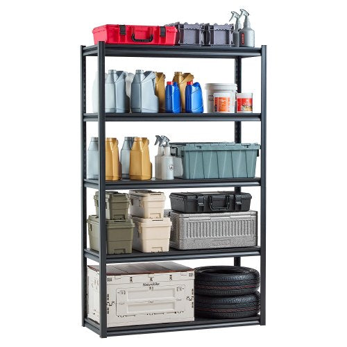 Storage Shelves, 3000 lbs, 5 Tier Garage Storage Shelving, 18" D x 48" W x 78" H Adjustable Metal Shelves for Garage Shelves Utility Rack Shelf, Ideal for Kitchen, Warehouse, Basement, Black