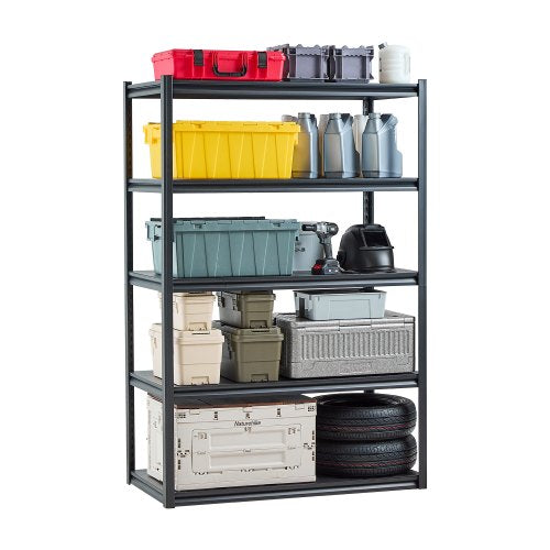 Storage Shelves, 3000 lbs, 5 Tier Garage Storage Shelving, 24" D x 48" W x 72" H Adjustable Metal Shelves for Garage Shelves Utility Rack Shelf, Ideal for Kitchen, Warehouse, Basement, Black