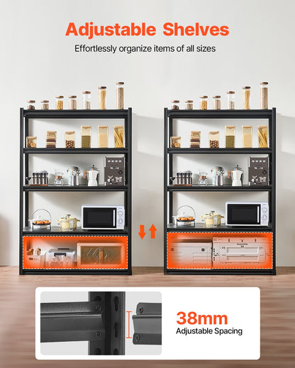 Storage Shelves, 3000 lbs, 5 Tier Garage Storage Shelving, 24" D x 48" W x 72" H Adjustable Metal Shelves for Garage Shelves Utility Rack Shelf, Ideal for Kitchen, Warehouse, Basement, Black