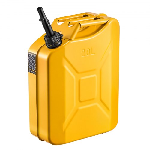 Metal Fuel Container, 5.3 Gallon, Fuel Jerry Can with Spout and Comfort Handle, 6 L/min Max Flow Rate, Leakproof & Corrosion-resistant Metal Gas Tank Most Cars Motorcycle ATV UTV, Yellow