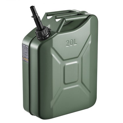 Metal Fuel Container, 5.3 Gallon, Fuel Jerry Can with Spout and Comfort Handle, 6 L/min Max Flow Rate, Leakproof & Corrosion-resistant Metal Gas Tank Most Cars Motorcycle ATV UTV, Green