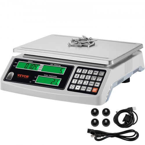Industrial Counting Scale, 15 kg x 0.5 g, Digital Scale for Parts and Coins, g/kg/lb Units, Electronic Gram Scale Inventory Counting Scale Kitchen Jewelry Scale with RS232 Port and 3 LCD Screens