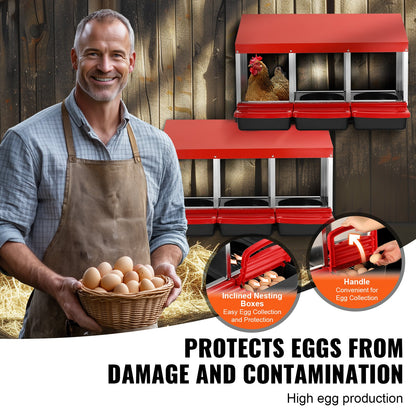 3-compartment chicken nest box metal box with tilting nest boxes