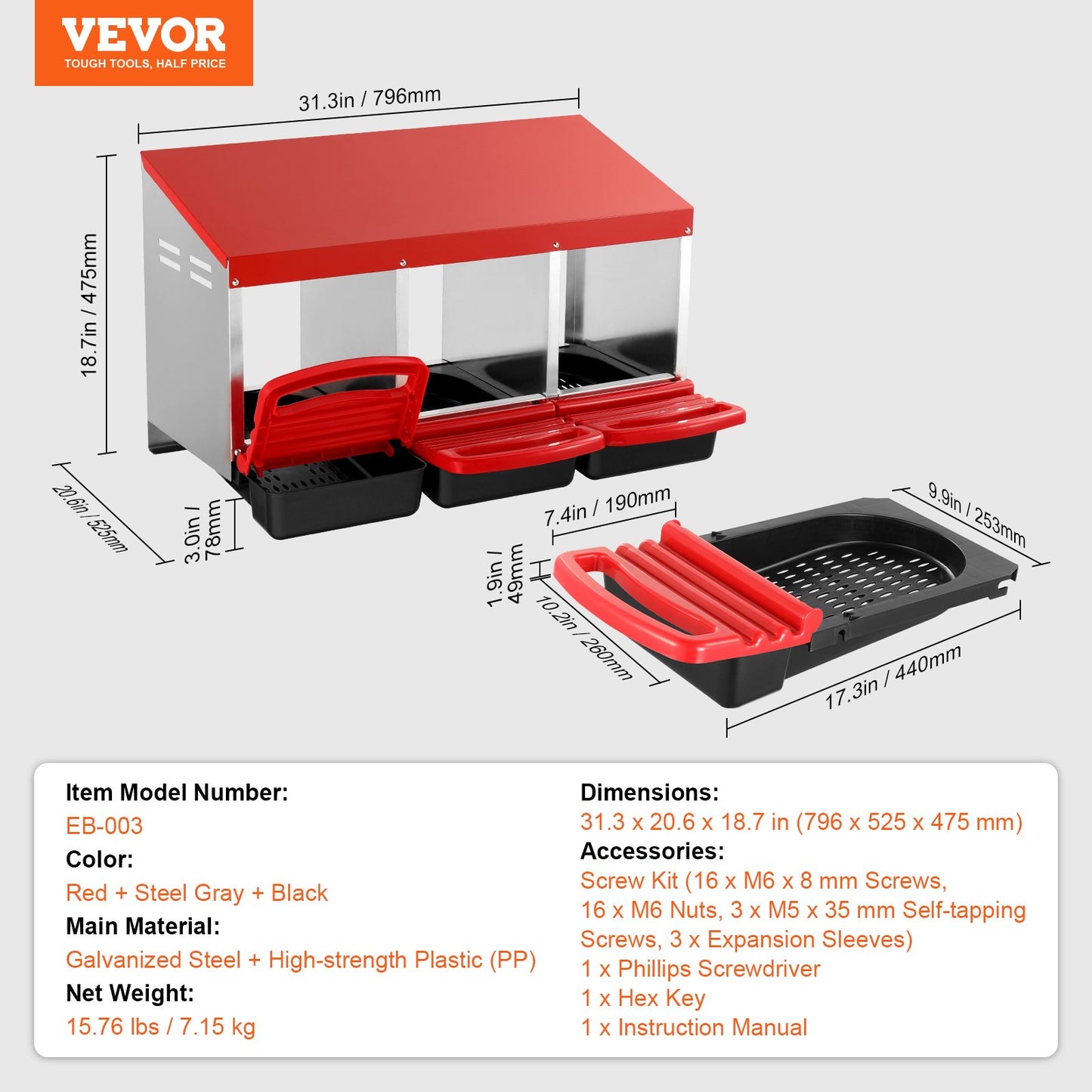 3-compartment chicken nest box metal box with tilting nest boxes
