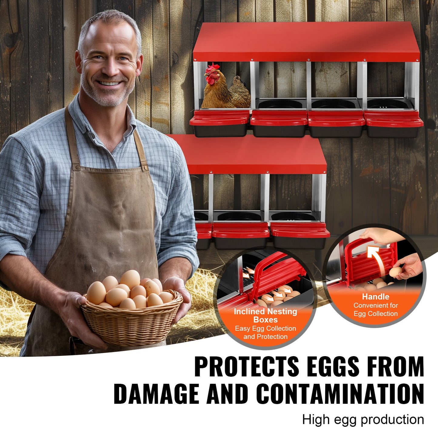 4-compartment chicken nest box metal box with tilting nest boxes