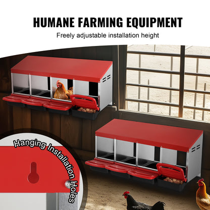 4-compartment chicken nest box metal box with tilting nest boxes