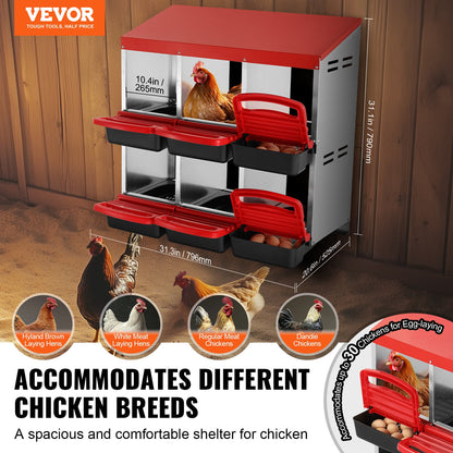 6-Kammer Hühnerstall Mentalbox mit schrägen Nestern