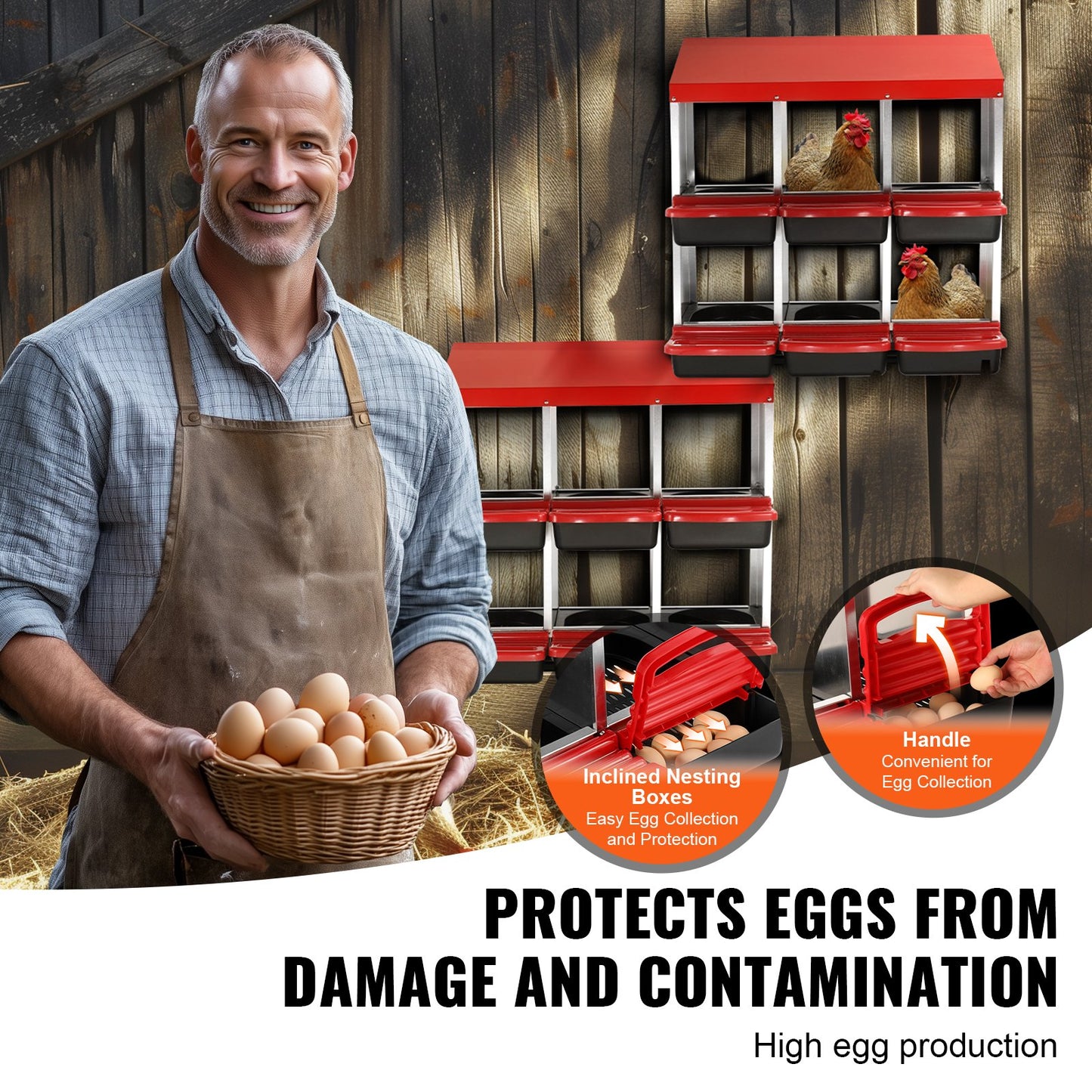 6-Kammer Hühnerstall Mentalbox mit schrägen Nestern