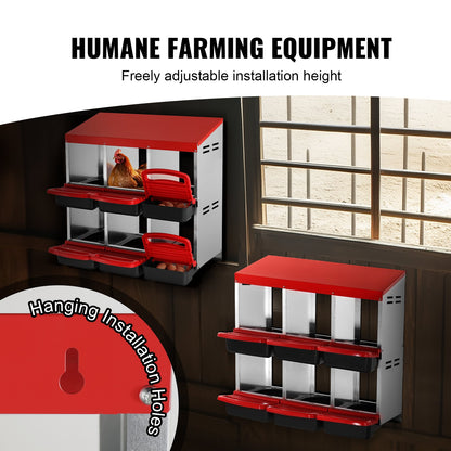 6-Kammer Hühnerstall Mentalbox mit schrägen Nestern