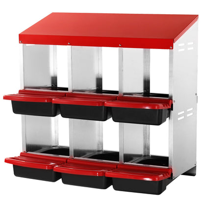 6-Kammer Hühnerstall Mentalbox mit schrägen Nestern