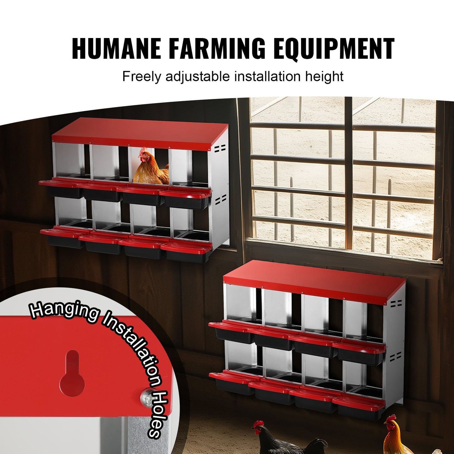 8-Fach Hühnernestkasten Metallkasten mit schrägen Nistkästen