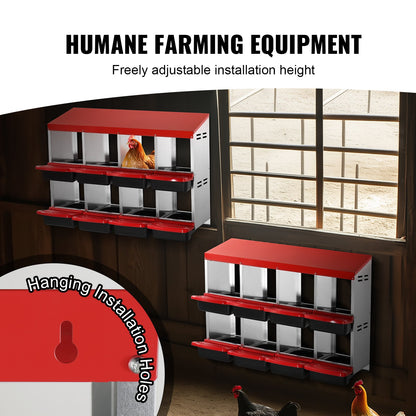 8-Fach Hühnernestkasten Metallkasten mit schrägen Nistkästen
