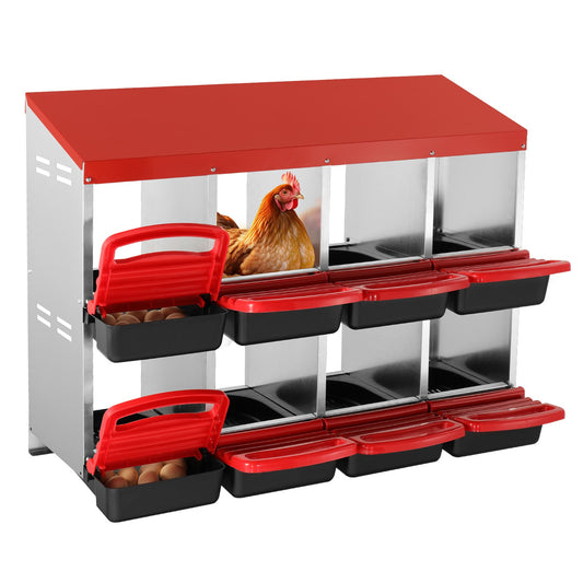8-compartment chicken nest box metal box with slanted nest boxes