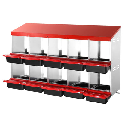 10-Fächer Hühnerstall Mentalbox mit schrägen Nestern