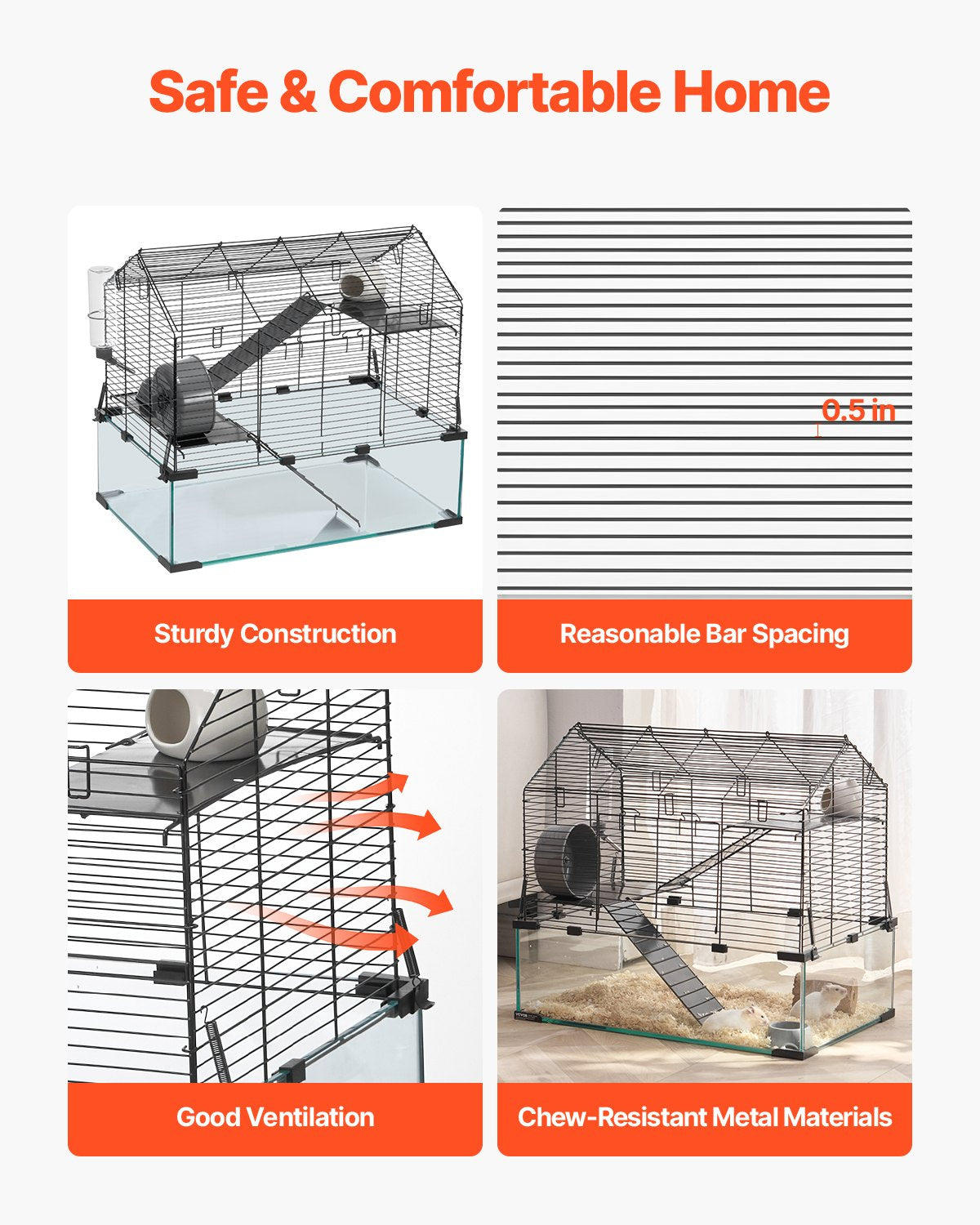 Wire Hamster Cage Habitat 22.8in Small Animal House for Rodents