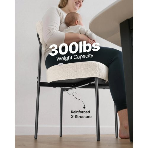 2er Set Bouclé-Esszimmerstühle, moderner Küchen-Seitenstuhl, geschwungene Rückenlehne