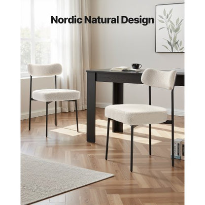 2er Set Bouclé-Esszimmerstühle, moderner Küchen-Seitenstuhl, geschwungene Rückenlehne