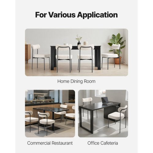 2er Set Bouclé-Esszimmerstühle, moderner Küchen-Seitenstuhl, geschwungene Rückenlehne