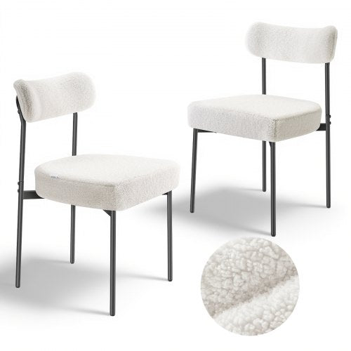 2er Set Bouclé-Esszimmerstühle, moderner Küchen-Seitenstuhl, geschwungene Rückenlehne