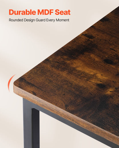 Dining Chairs Set of 2, Wooden Table Chairs with Metal Frame and Backrest, Easy to Assemble Leather Side Chair, Modern Farmhouse Walnut Chair for Kitchen Living Room, Rustic Brown and Black