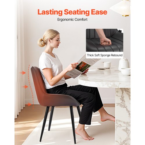 Moderna matsalstolar set om 4, klädda tygsidostolar för matbord, platsbesparande köksbordsstol med tjocka kuddar och metallben, svart |  EU