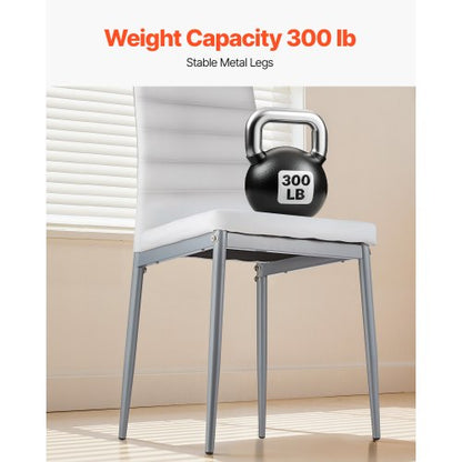 Moderna matsalstolar set om 6, klädda läderfåtöljer för matbord, platsbesparande köksbordsstol med tjocka kuddar och metallben, vit |  EU