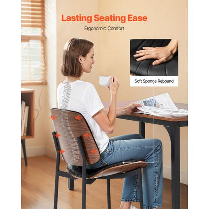 2er Set Esszimmerstühle moderner Leder Küchenstuhl Metallbeine schwarz