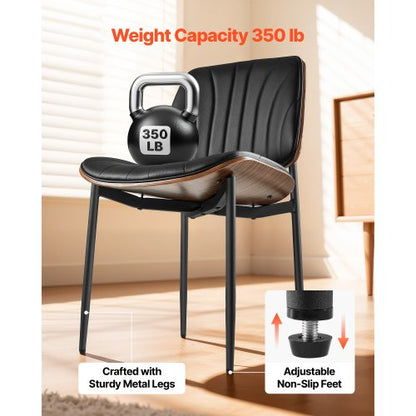 2er Set Esszimmerstühle moderner Leder Küchenstuhl Metallbeine schwarz